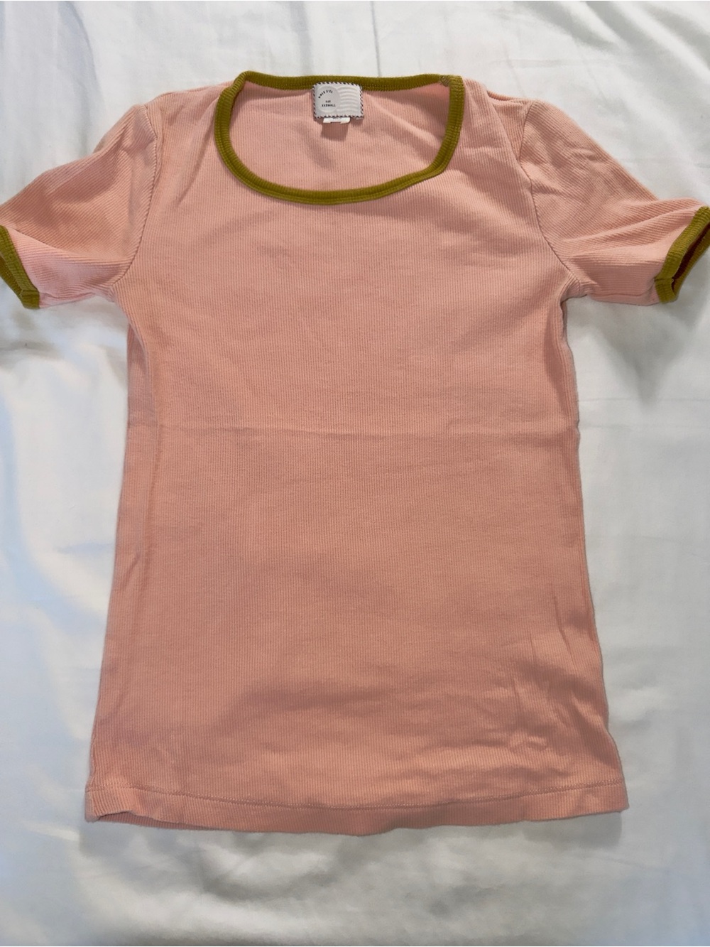 Anthropologie Postmark 9-Hi5 pink rib ringer